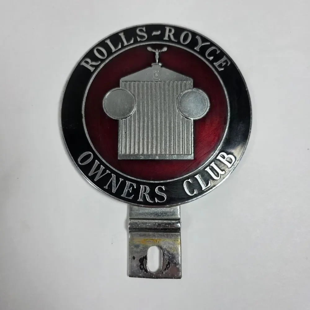 Vintage Rolls Royce Owners Club Car Badge Emblem Auto Grill Plaque Metal